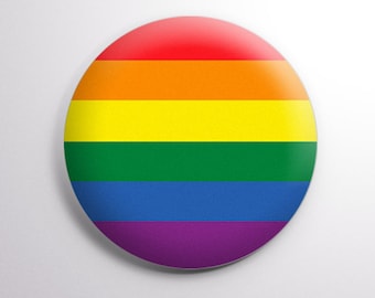 Gay Flag Button - Gay Pride Rainbow, LGBTQ Rights Pin  -  2.25" (58mm) Button