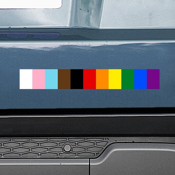 LGBTQ+ Pride - LGBTQ+ Pride Bumper Sticker (Free Shipping!). Minimalist LGBTQ 7"x1" Car Decal Bumper Sticker.