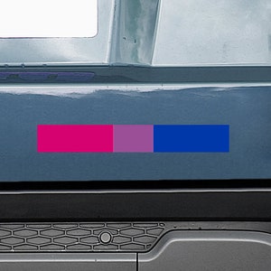 Bi Pride - LGBTQ+ Pride Bumper Sticker (FREE SHIPPING!). Minimalist Bisexual 7"x1" Car Decal Bumper Sticker.