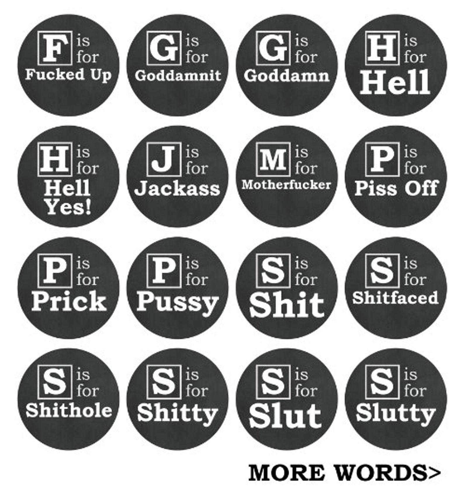 P is for Profanity Funny Curse Word 2.25 58mm Etsy