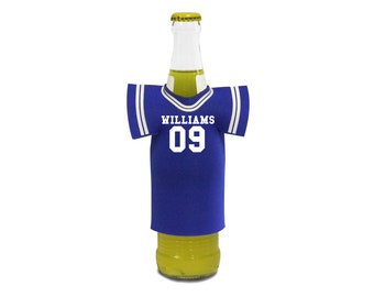 Custom Name Sports Jersey - Beer Holder. 4 Different Color Beer Holders, Multiple Text Colors Available!
