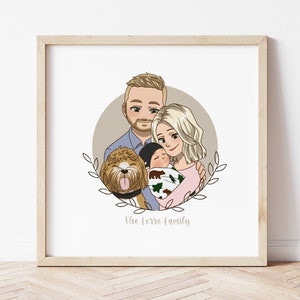 Custom Portrait Drawing, Custom Family Portrait, Custom Couple Portrait, Personalized Drawing, Cartoon  (DIGITAL FILE)