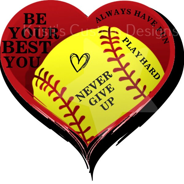 Softball Heart, PNG, INSTANT DOWNLOAD, Sublimation Design, This Design