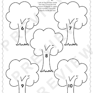 Counting Numbers Worksheet Trees Pre-k Kindergarten Sensory Counting Activity | Counting 1-10 | Ten ...