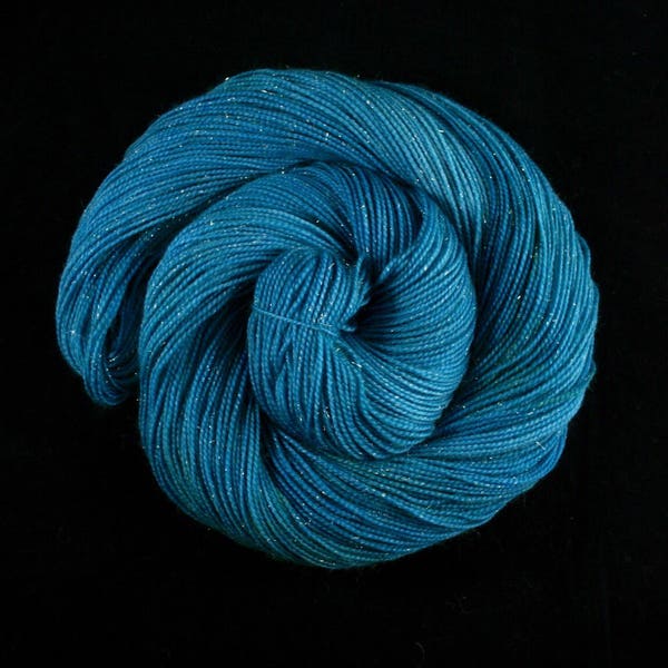 Hand Dyed Yarn - Hand Dyed Sock Yarn - Superwash Merino Wool with Stellina in 'Woad'