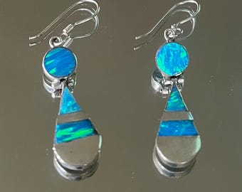 Blue Lab Opal Teardrop Earrings