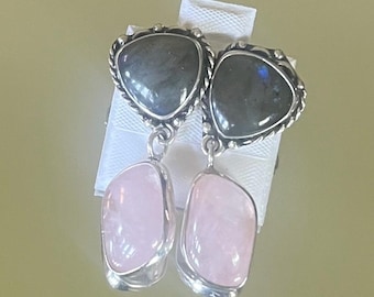 Labradorite & Rose Quartz Earrings