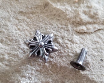 Antique Silver Rivets Snowflake Rivets Stud Rivet Concho Studs Set of 5 [ 12.5mm ]