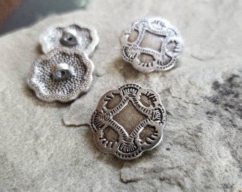 Metal Buttons Silver Shank Buttons 20mm (6/8") [Bundle of 5] Antique Silver Vintage Button