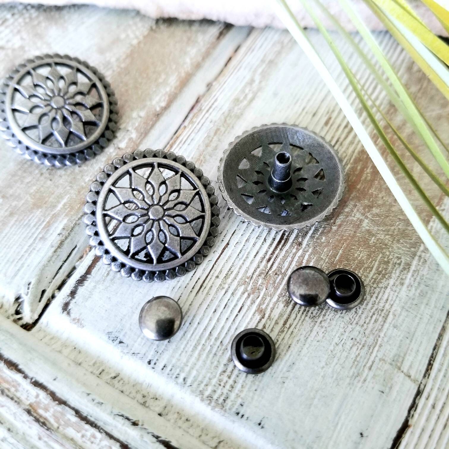 Flower Rivets Antique Silver Rivets Metal Dots Metal Spots 5 Etsy