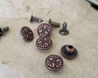 SALE Antique Copper Rivets Flower Rivets Metal Dots Metal Spots [ 9mm]