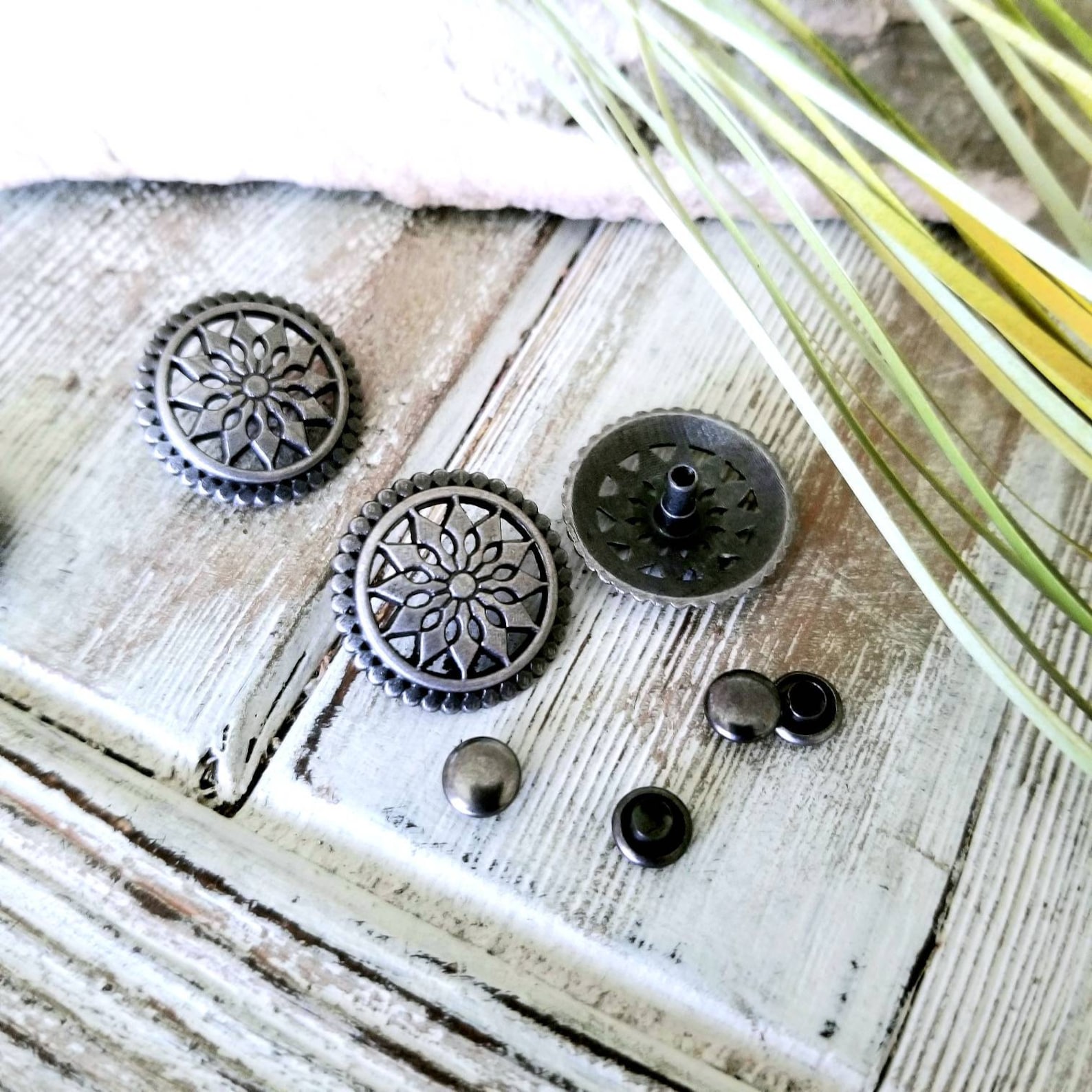 Flower Rivets Antique Silver Rivets Metal Dots Metal Spots 5 Etsy