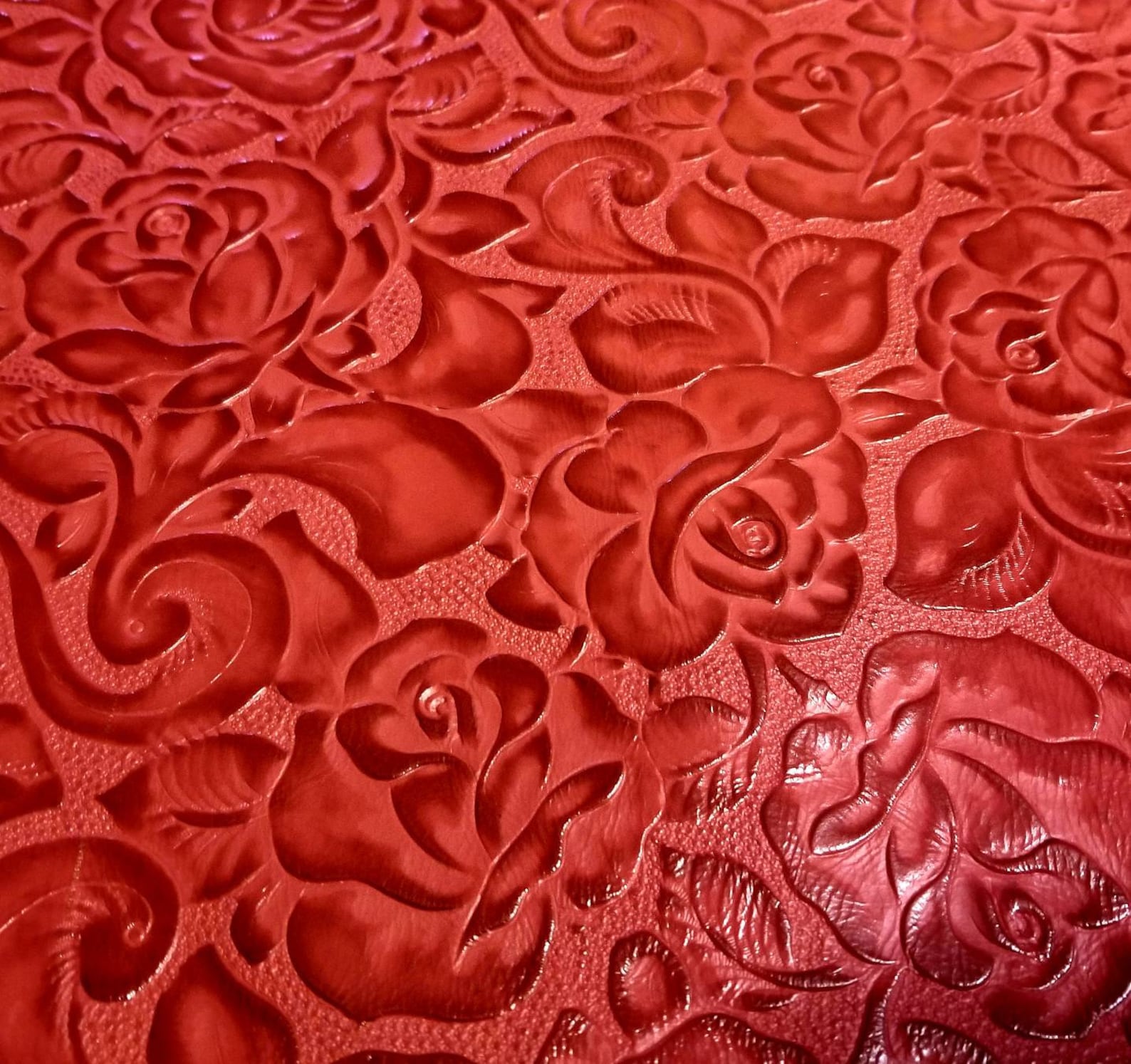 Red Leather Embossed Floral Leather Supplies Leathercraft Shop Etsy