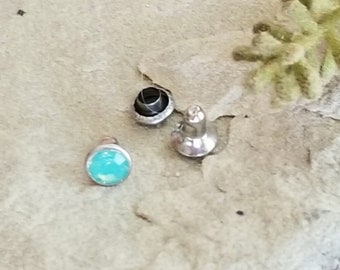 Silver Rivets 6mm Silver Blue Rivets Pacific Opal Rivit Gorgeous Aqua Pacific Crystal