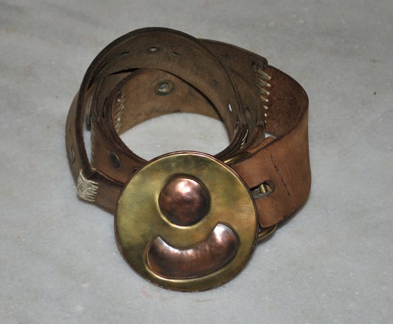Handmade Brass & Copper Belt Buckle: Abstract Design - Etsy display picture 2