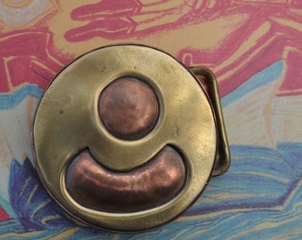 Belt buckle in brass and copper, Handmade & Ready to ship
