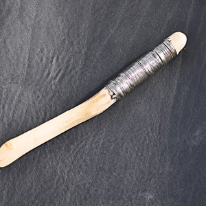 Abrecartas en alpacca y madera, hecho a mano, Cuchillo sobre
