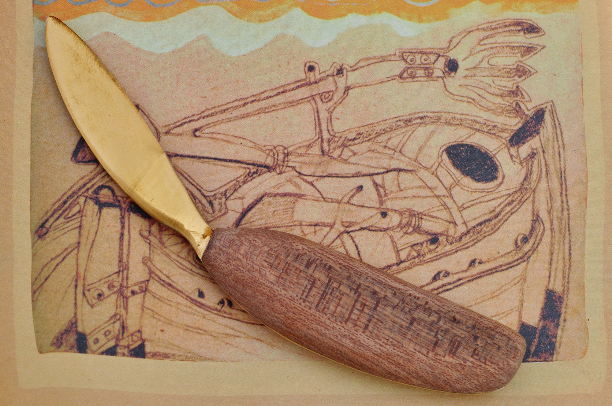 Brass Letter Opener Handmade Wood Inlay Etsy Canada