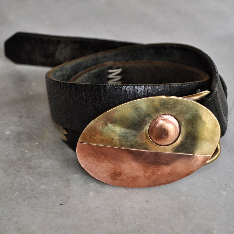 Handmade Belt Buckle in Brass and Copper Ready to ship