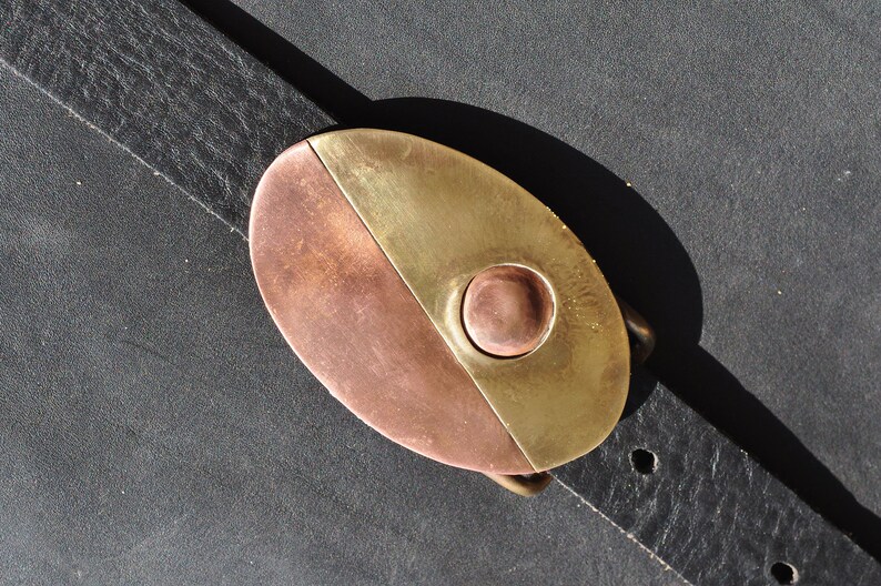 Handmade Belt Buckle in Brass and Copper Ready to ship
