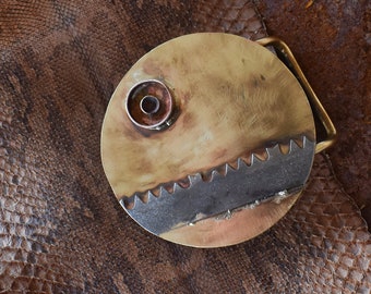 Belt Buckle in Bronze & Nickel silver with a copper ring, Unique and Handmade, Ideal as a gift, Ready to ship