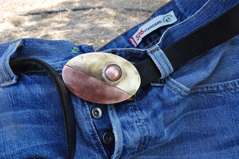 Handmade Belt Buckle in Brass and Copper Ready to ship