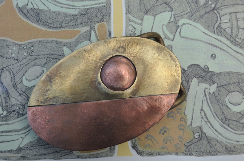 Handmade Belt Buckle in Brass and Copper Ready to ship