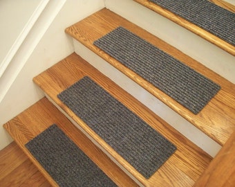 Essential Carpet Stair Treads - Style Rugged - Color Crystal Blue - Size 24" x 8" - Sets of 4, 7, 13, or 15