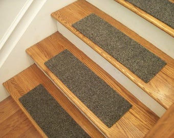 Essential Carpet Stair Treads - Style Brush - Color Graphite - Size 24" x 8" - Sets of 4, 7, 13, or 15