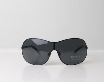 Y2K black  DKNY shield oversized sunglasses unisex shades techno