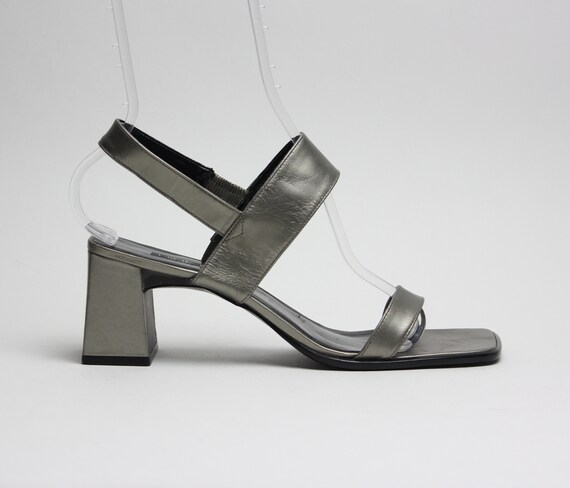 gunmetal grey sandals heel