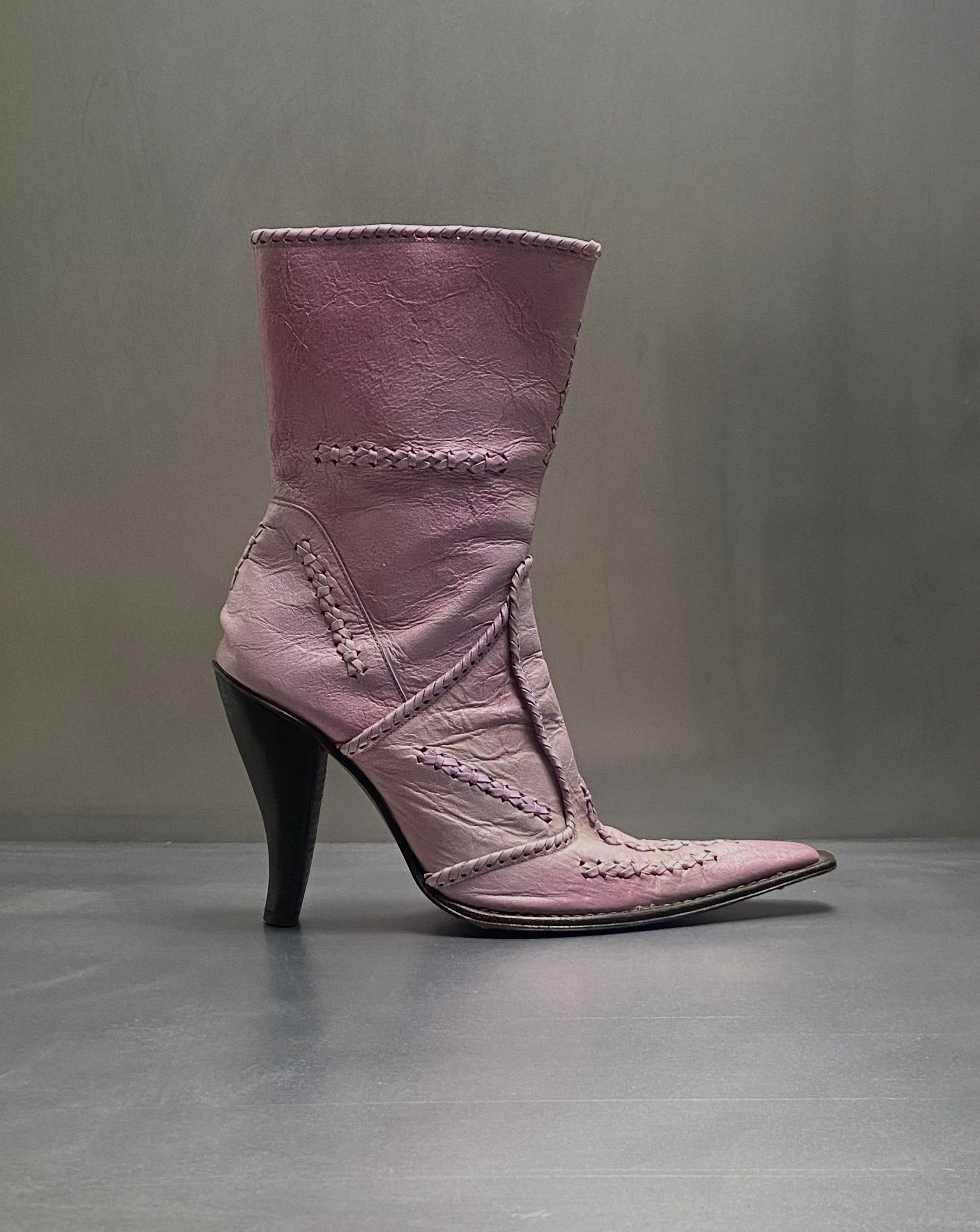Vintage 90s Pink Leather Western Boots