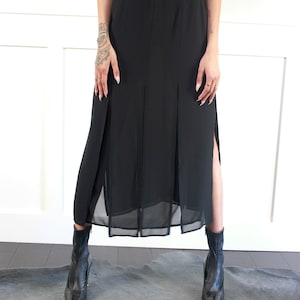 vtg 90s black cutout layered sheer midi skirt W 28 29 image 6
