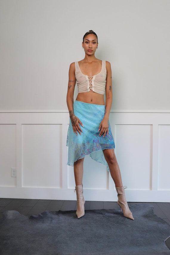 Asymmetrical mesh skirt hot sale