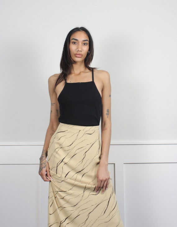 tan pencil layered maxi skirt | abstract print | … - image 4