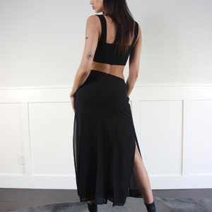 vtg 90s black cutout layered sheer midi skirt W 28 29 image 8