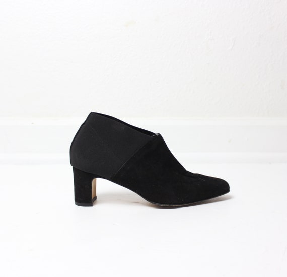 black suede & elastic minimalist shoes | chunky he