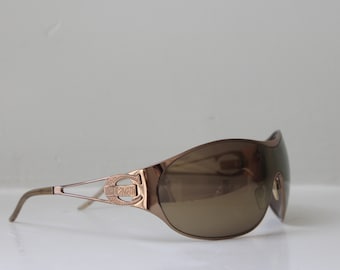 Y2K JUST CAVALLI gold mirrored oversized wraparound sunglasses