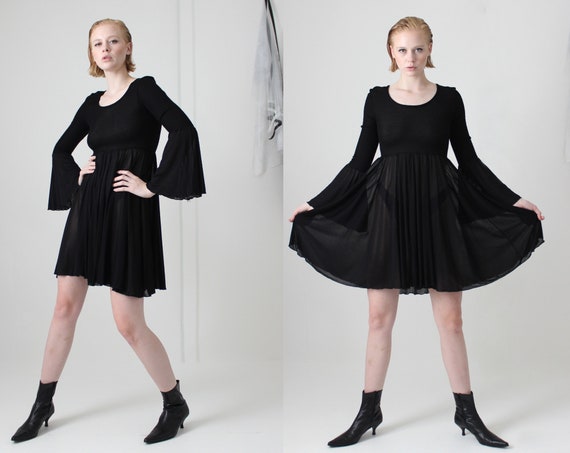 black knit avantgarde cocktail dress | angel sleev