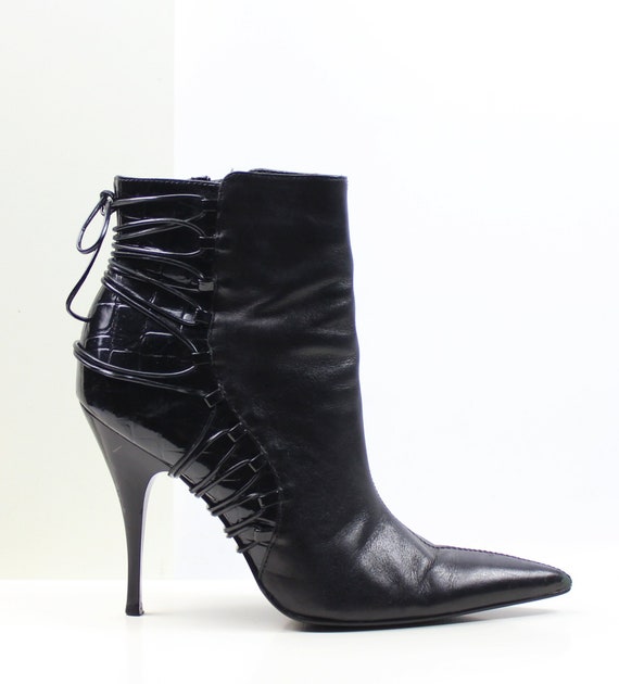 patent leather croc boots