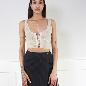 Vtg 90s pure wool mini wrap skirt pinstripe skirt W 28 29 image 2