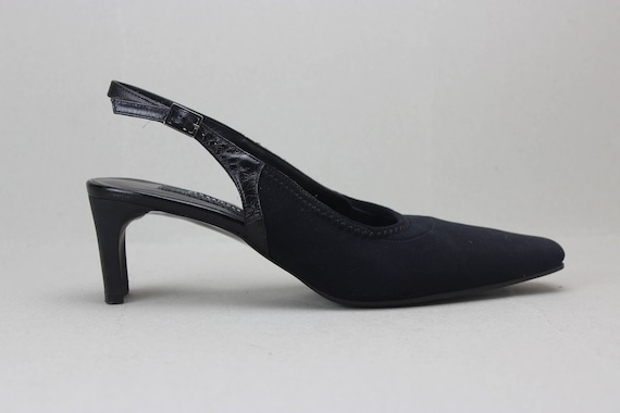 90s black minimalist neoprene structural heel slin