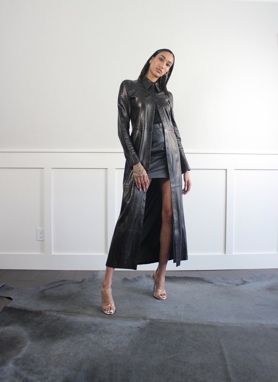 Maxi faux leather coat sale