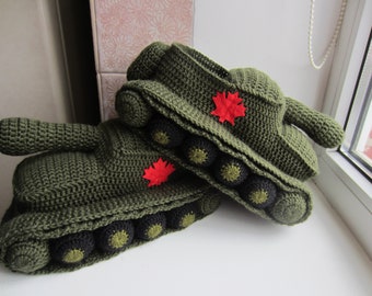 Knitted slippers for men, military crochet, bota adulto crochet, tank slippers chrochet, tank crochet boot,zapatillas de tanque,panzersocken