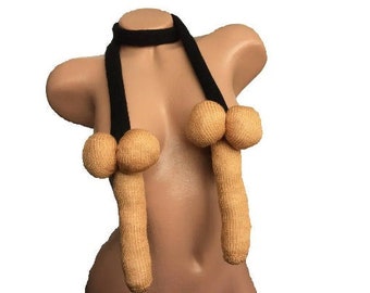 Penis scarf, Funny scarf with crochet penis gift for bachelorette bride groom, dick scarf, funny party favors, penis party decor, sexy gift