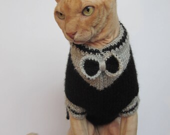 Tuxedo Katze, Katzenpullover, Haustierkleidung, Haustierkostüm, Kleidung für Katze, Sphynx-Pullover, warme Katzenkleidung, Sphynx-Pullover, gestrickte Katzenkleidung