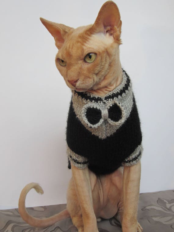 Tuxedo cat, cat sweater, Pet Clothing, Pet costume, clothing for cat, sphynx sweater, warm cat clothes, sphynx sweater, knitted cat clothes