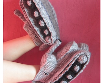 Hand Knit Slippers, Crochet Tank Slippers, Adult Crochet Slippers, Gift For Him, Handmade Shoes, Tank Slippers Shoes, Tanks Knit Slippers