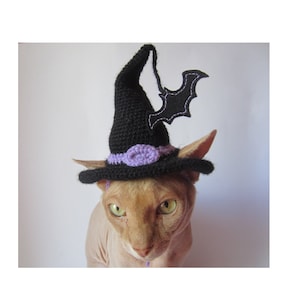 Knitted halloween hat for cat, Knitted hat for sphynx, halloween cat hat, crochet cat hat, cat hat costume, hats for cats, knit cat hat