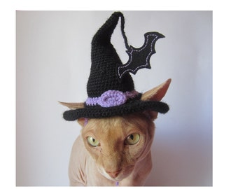 Knitted halloween hat for cat, Knitted hat for sphynx, halloween cat hat, crochet cat hat, cat hat costume, hats for cats, knit cat hat
